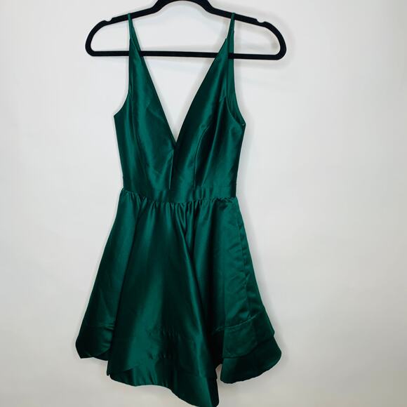 Blondie Nites Green Evening Dress Short Swirl Sz 0 - Picture 5 of 13